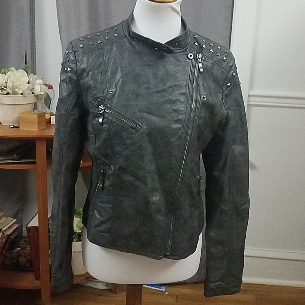 Allen B. Faux leather bomber jacket
